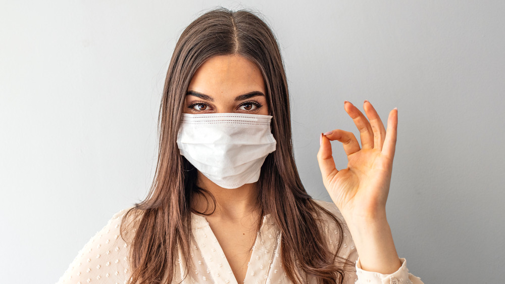 Woman in a face mask