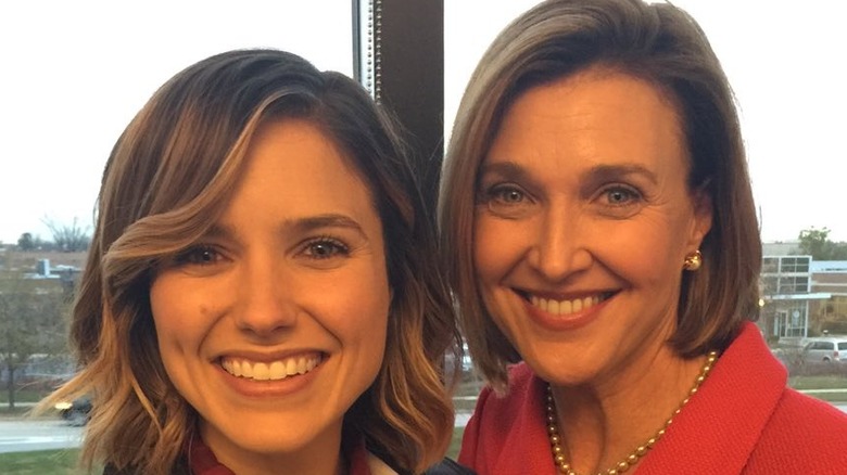 Brenda Strong and Sophia Bush pose on the set of Chicago P.D.