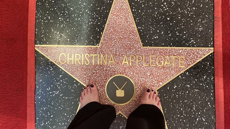 Christina Applegate's bare feet on her Walk of Fame star