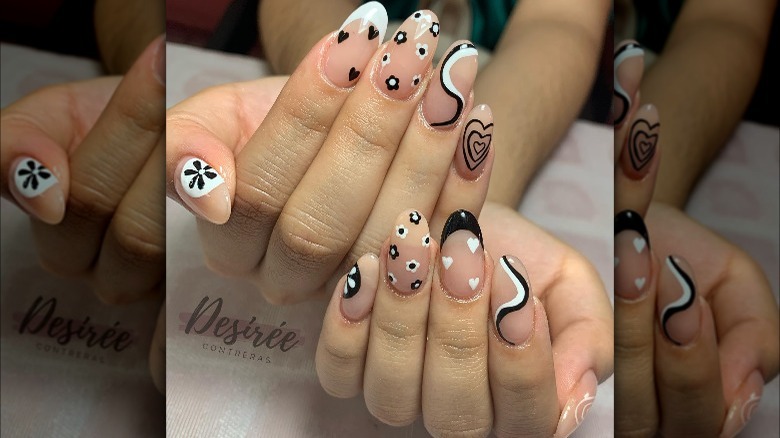 Black and white nail art