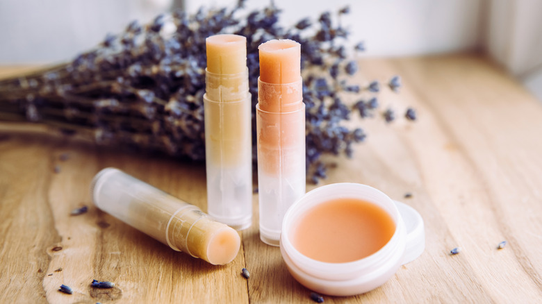 Lip balm products on table 