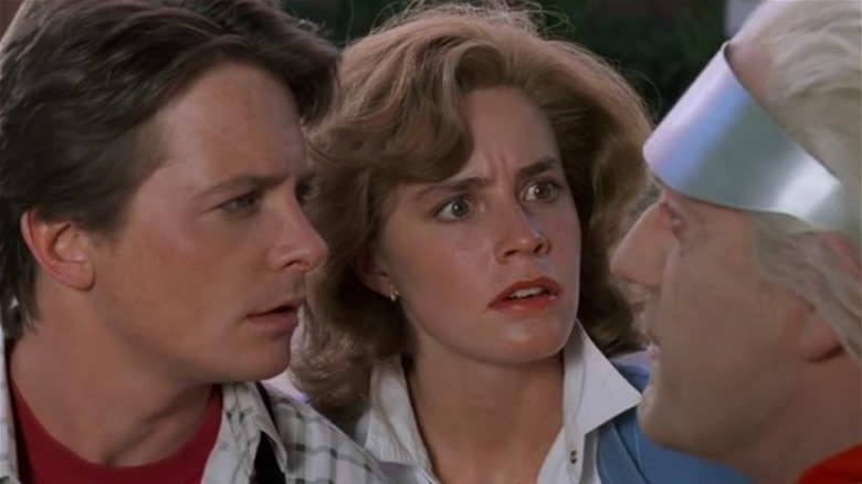 Elisabeth Shue, Michael J Fox, and Christopher Lloyd