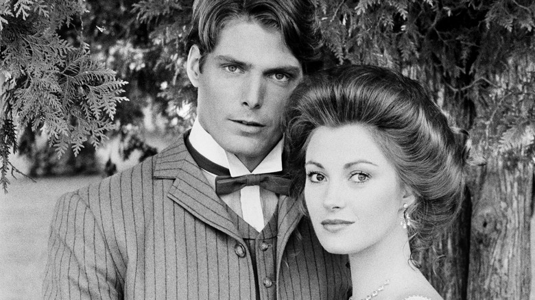 Jane Seymour and Christopher Reeve posing 