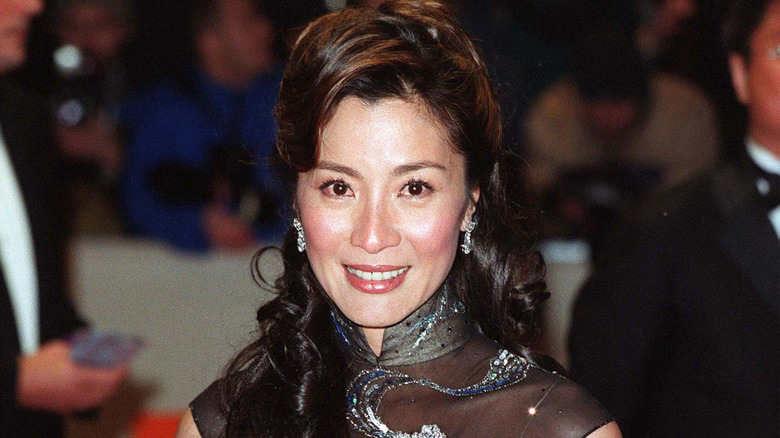 Michelle Yeoh wearing Chinese collar dress