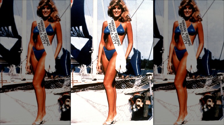 Marla Maples smiling in a bathing suit