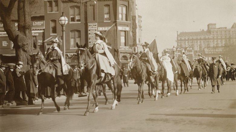 Suffragists on horseback