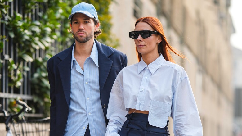 Man and woman walking