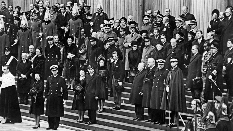 Queen Elizabeth at Churchill's funeral