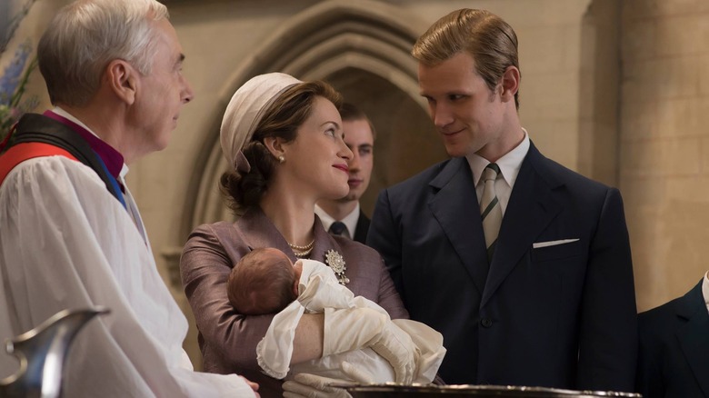 Queen Elizabeth and Prince Philip; Claire Foy and Matt Smith