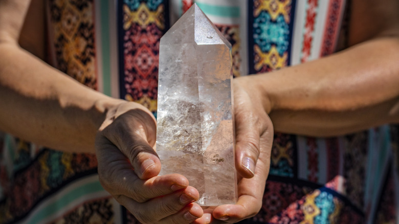 Clear quartz crystal tower