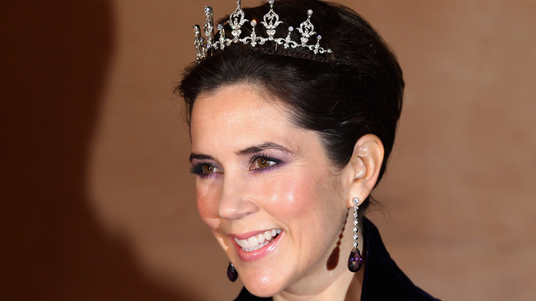 Princess Mark of Denmark with tiara and drop earrings