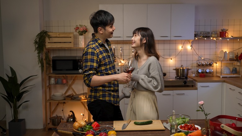 couple having a date night at home