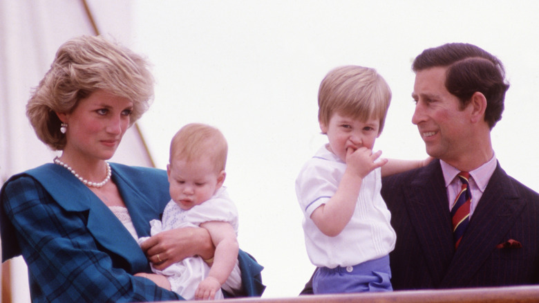 Prince Charles and Princess Diana with Harry and William