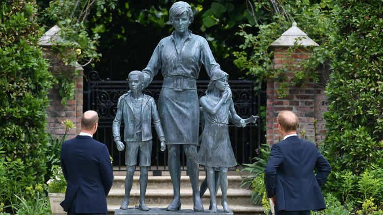 Harry and William at Diana statue unveiling