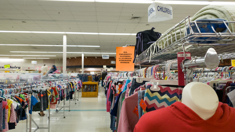 Children's clothing at a thrift store