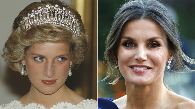 Split image of Princess Diana and Queen Letizia