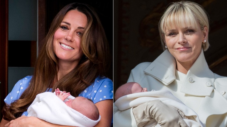 Princess Catherine and Princess Charlene holding babies