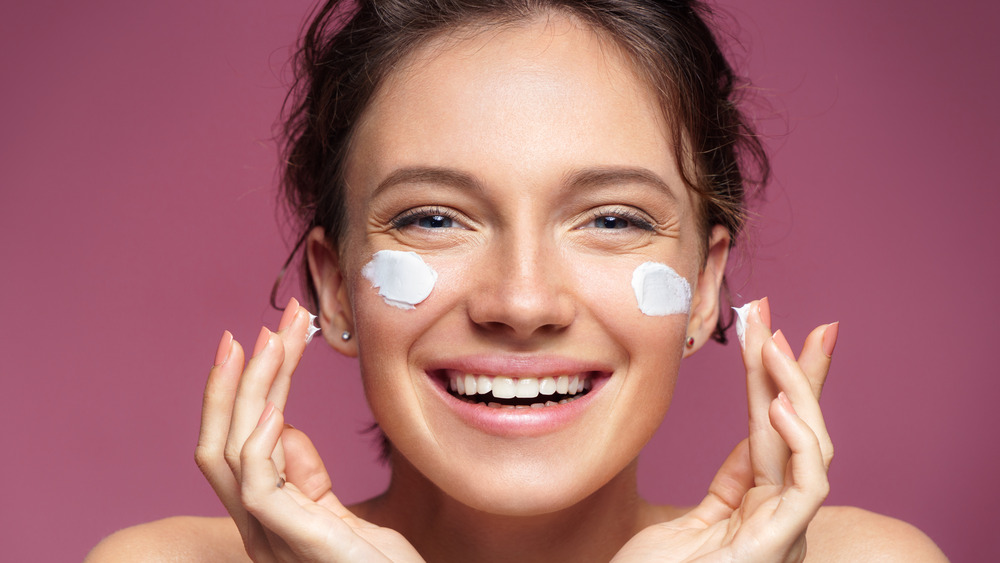 Woman smiling with DIY facial