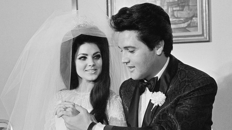 Elvis and Priscilla on their wedding day