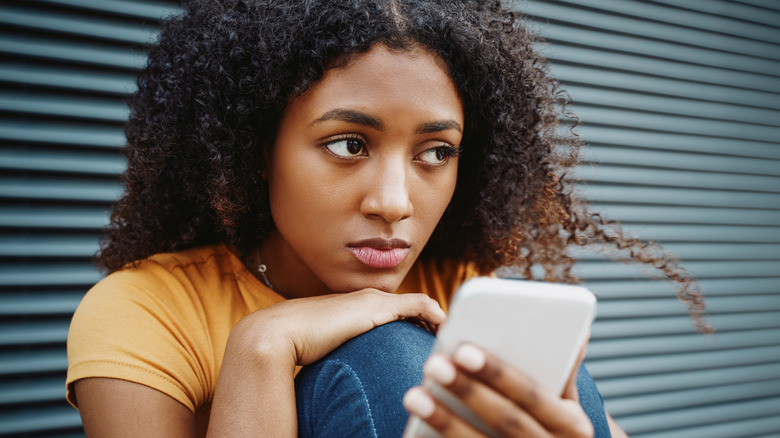 Young woman on social media