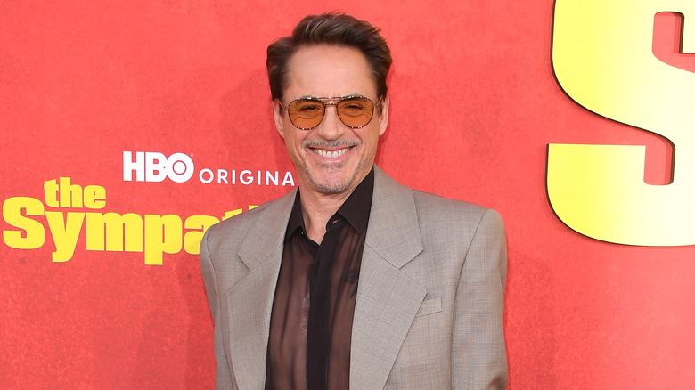 Robert Downey Jr. smiling on the red carpet for The Sympathizer