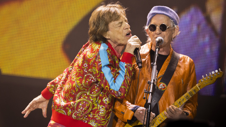 Mick Jagger and Keith Richards performing