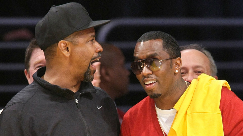 Denzel Washington talking to Sean 'Diddy' Combs.