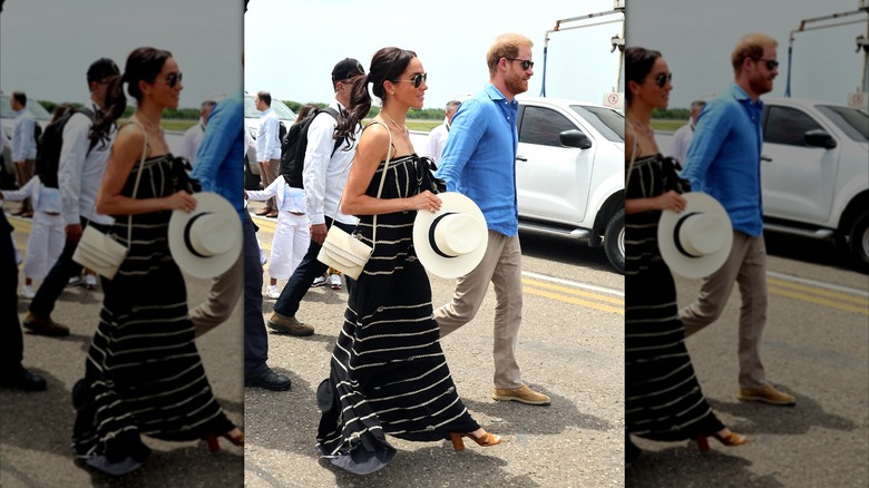 Meghan Markle wearing a Cesta Collective purse during her 2024 trip to Colombia with husband Prince Harry