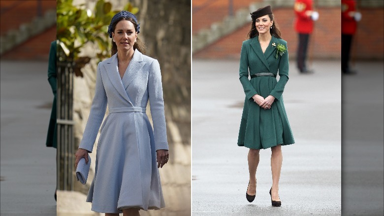 Kate Middleton wearing her favorite jacket in two different colors