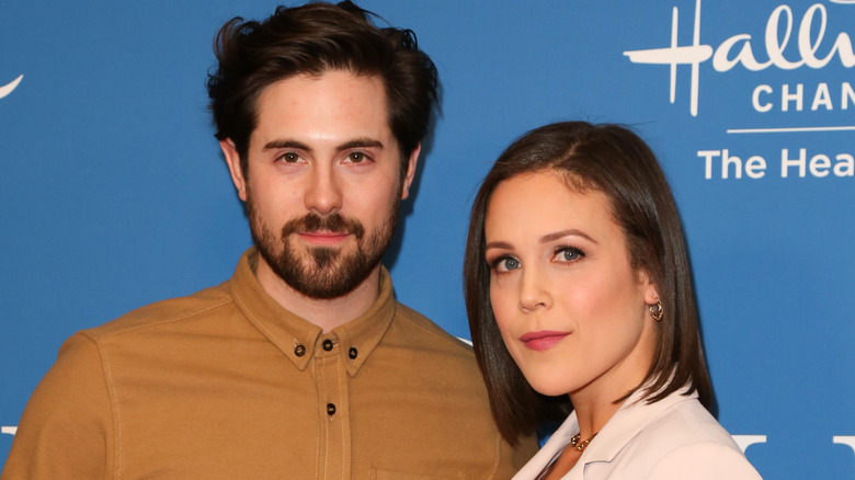 Chris McNally and Erin Krakow pose at Hallmark event