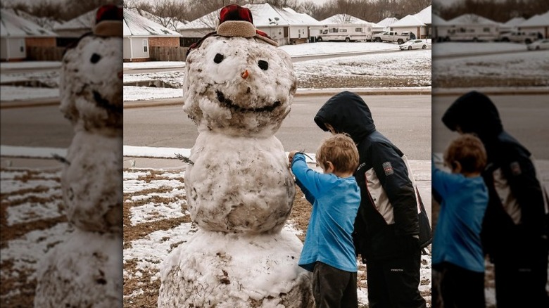 Dillard boys make dirty snowman