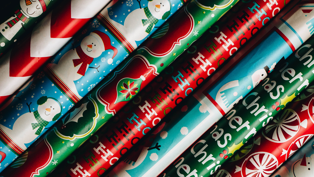 Christmas wrapping paper rolls