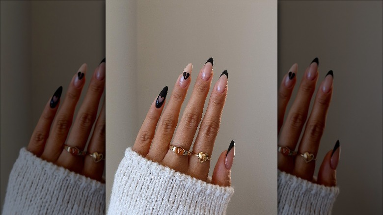 black french manicure with accent nails