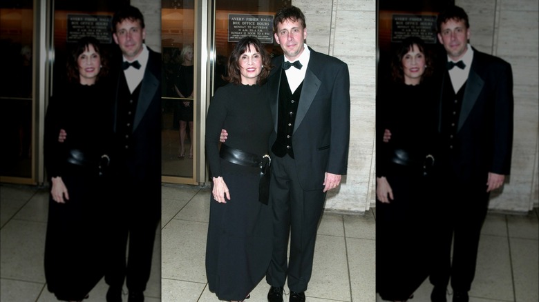 Marc Coppola and his aunt Talia Shire posing at the Lincoln Center Gala Tribute in 2002