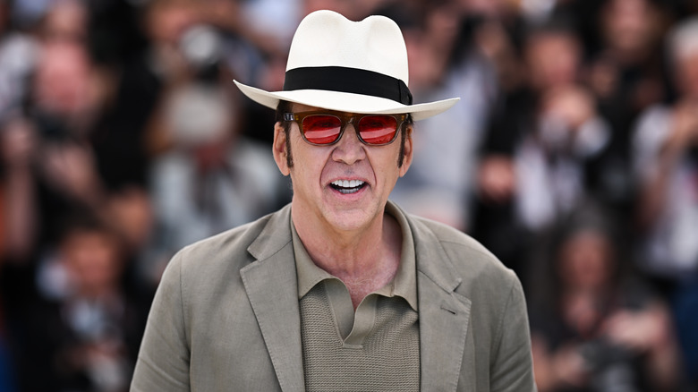 Nicolas Cage wearing a hat at the premiere for "The Surfer" at Cannes Film Festival in 2024