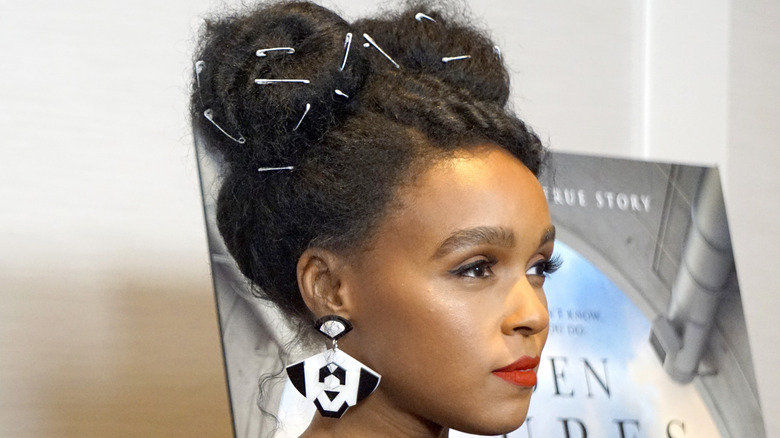 Janelle Monáe posing at Hidden Figures screening