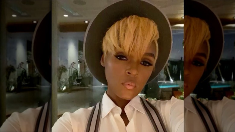 Janelle Monáe showing off her strawberry-blond cut