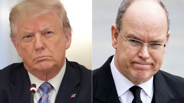 Split image of Donald Trump closeup and Prince Albert closeup