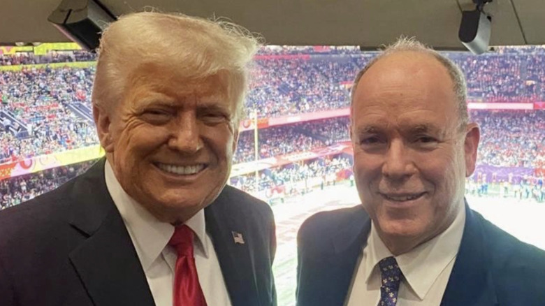 Donald Trump and Prince Albert pose at the Super Bowl