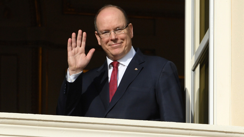 Prince Albert close-up waving from window