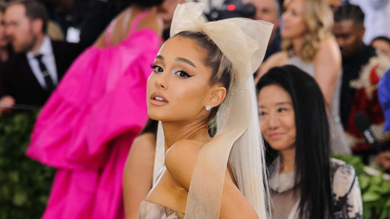 Ariana Grande poses for the camera while at the Met Gala