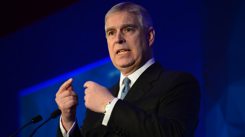 Prince Andrew speaking onstage