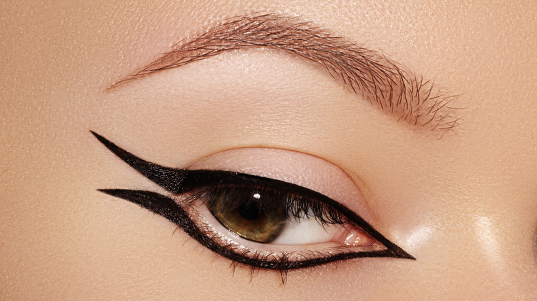 Close-up of double-winged eyeliner