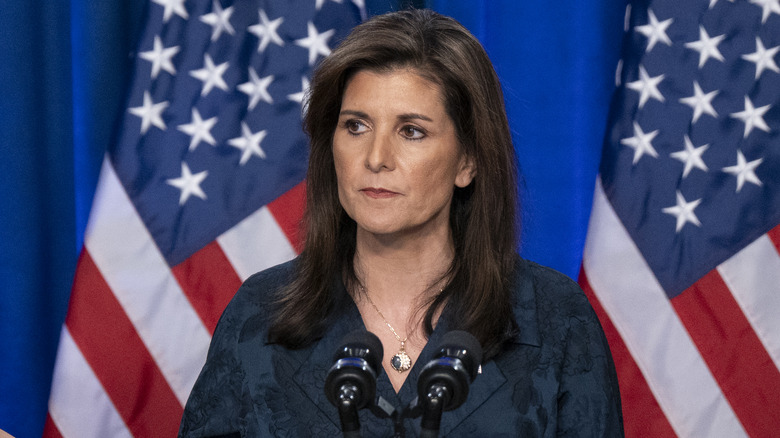 Nikki Haley with a neutral expression