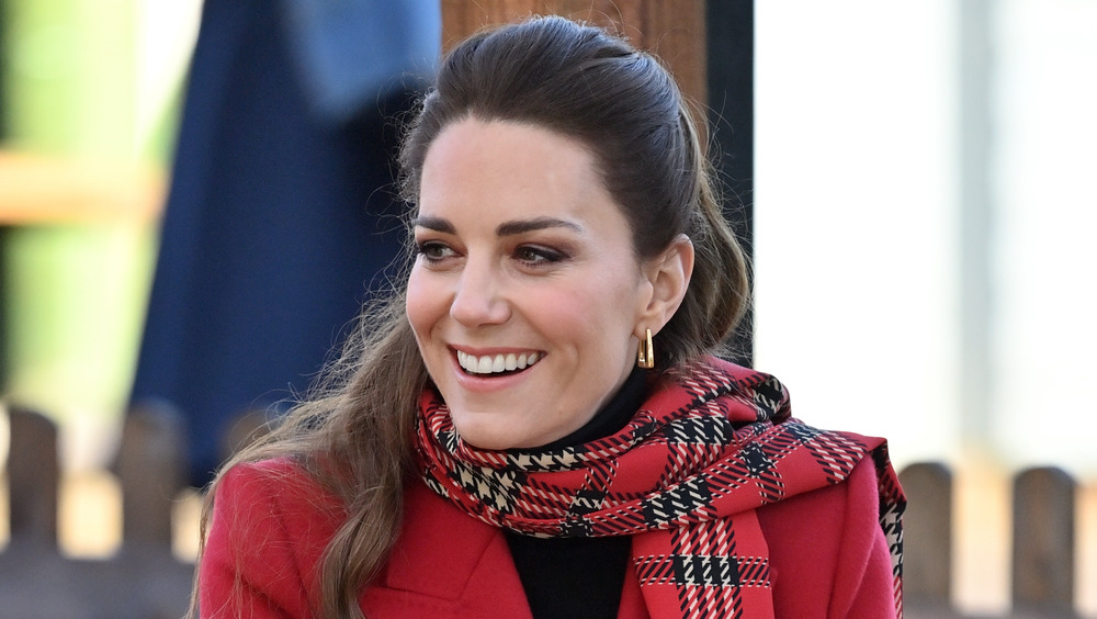 Kate Middleton in plaid scarf