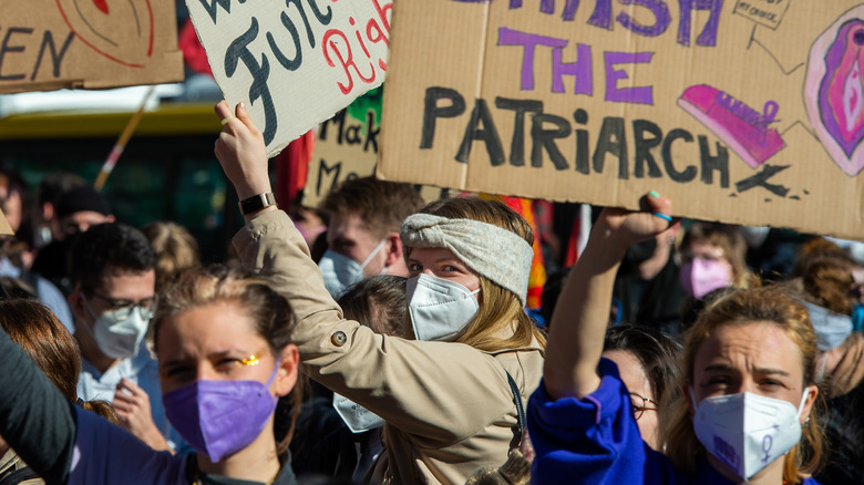 Protestors in Berlin, Germany on International Women's Day