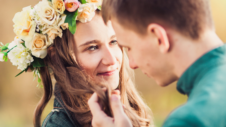 Couple gazing at each other