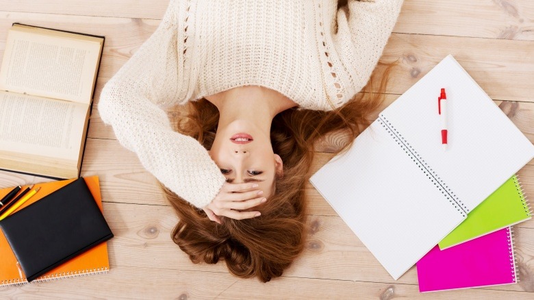 woman overwhelmed with information