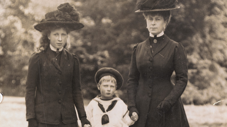 Queen Mary V, Princess Mary, and Prince John 