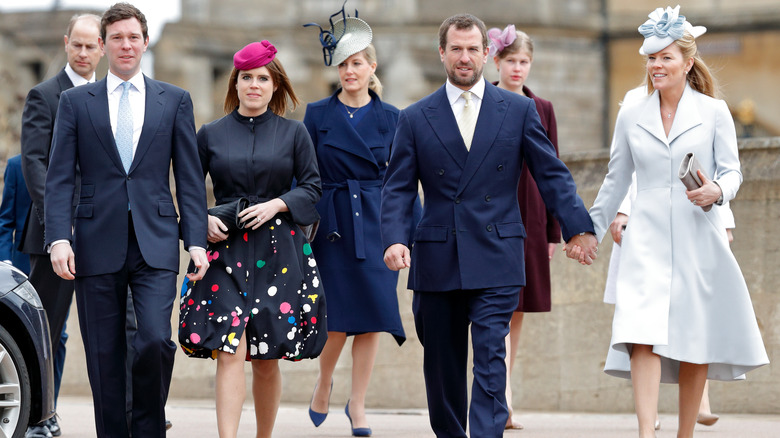 Princess Eugenie and Jack Brooksbank with members of the royal family